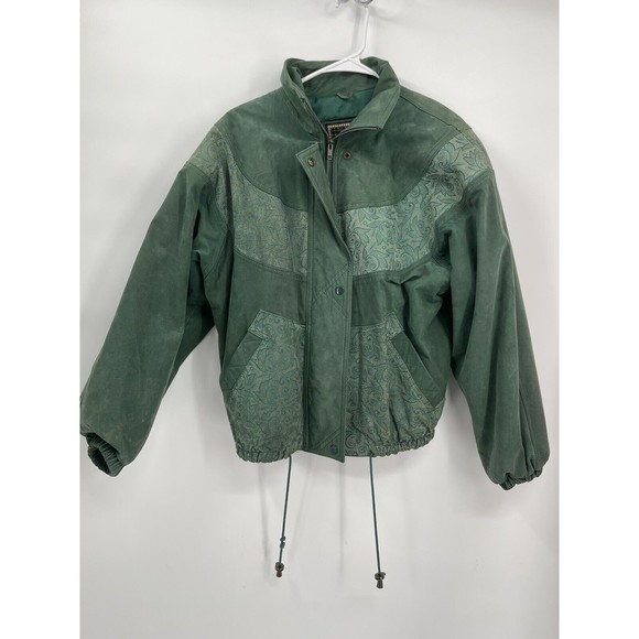Vintage RZR Originals Women’s Korean Green Leather Jacket Button-Up Medium - Picture 1 of 15